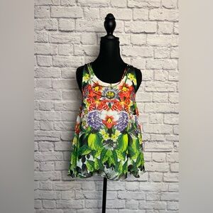 Jennifer Lopez Sleeveless Floral Top with Metal Accents size XS